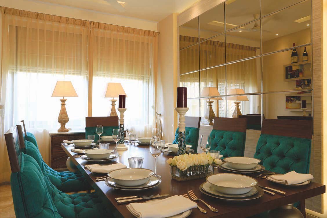 Dining room in the sample flat