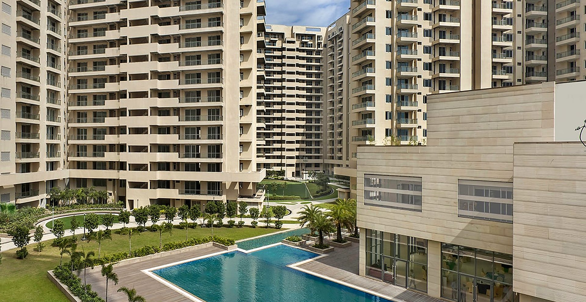 Infinity-edge pool beside the towers (actual image)
