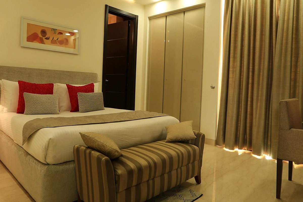 Bedroom with designer wardrobes