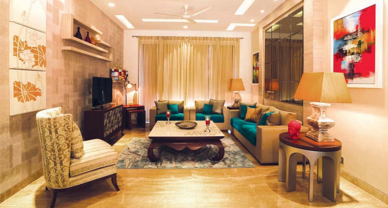 Furnished living room in the Ambience Creacions sample flat